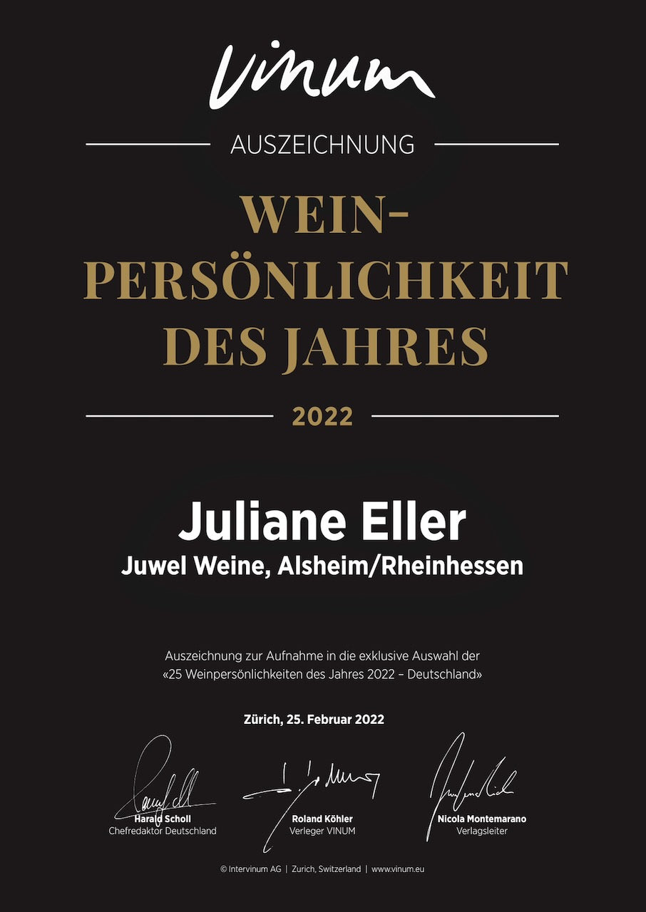 JUWEL Weine | Juliane Eller | Rheinhessen | Vinum Weinpersönlichkeit des Jahres